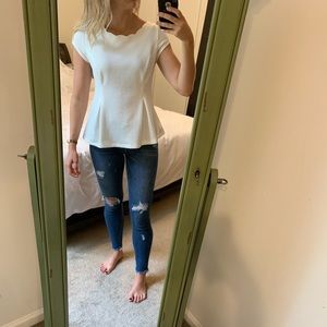 Elle Off White Polkadot Peplum Top size XS